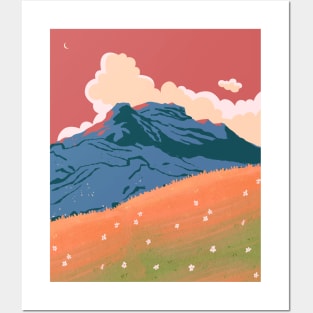 Mountain sunset Posters and Art